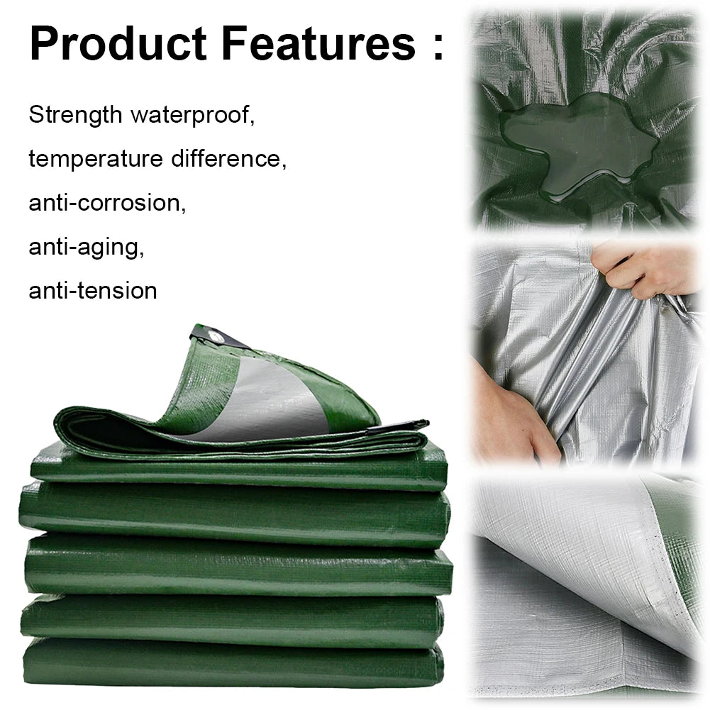 Large Tarpaulin Waterproof Heavy-Duty Rain Cloth Truck Tarp Cover Outdoor Camping Tent Canopy Pergola Sun Shade Car Shed Awning