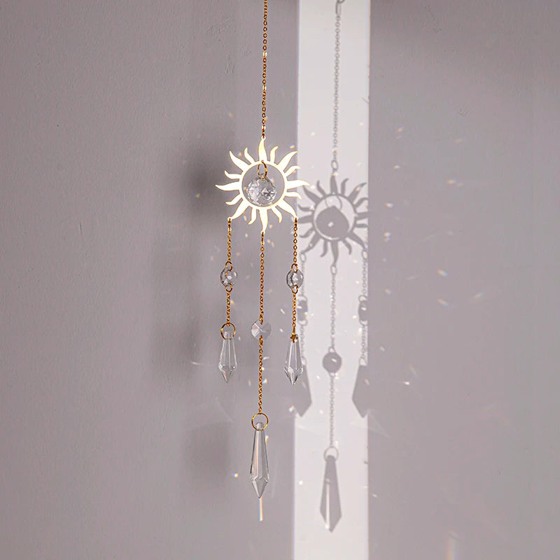 Brass Crystal Rainbow Crystal Hanging Pendants Suncatcher Moon Catcher Stained Glass Wind Chimes Home Garden Decor Kristalle