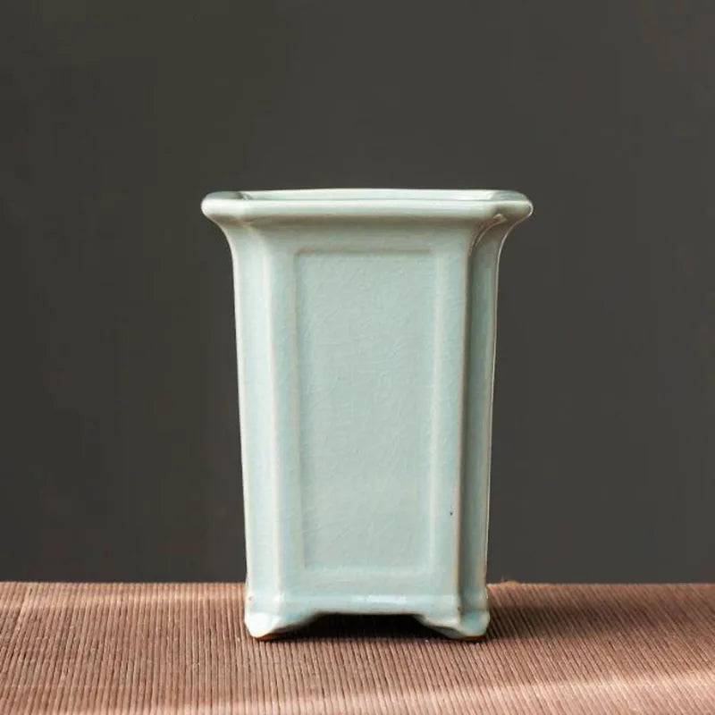 Creative Geyao Ice Crack Chinese Style Orchid Plant Pot Flowerpot Desktop Ornaments Vase Bonsai Container Planter Home Decor