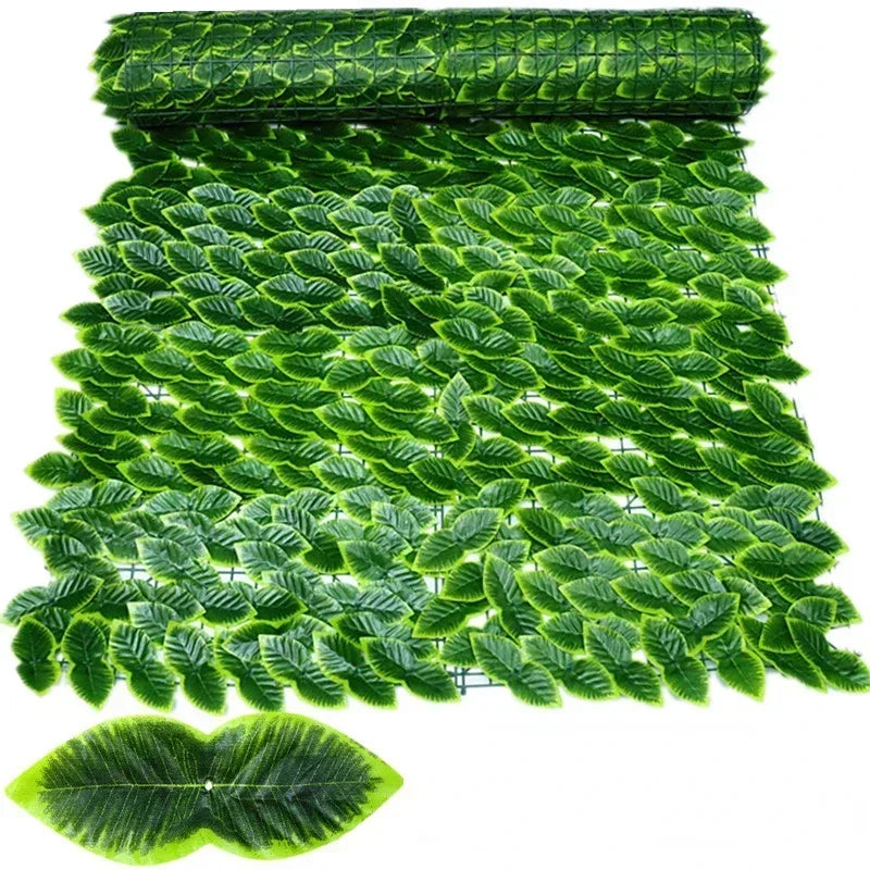 Artificial Leaf Privacy Fence Screen Fake Hedge Panels Balcony Screen Ivy Leaves Fence Screen for Wall Garden Patio Decor