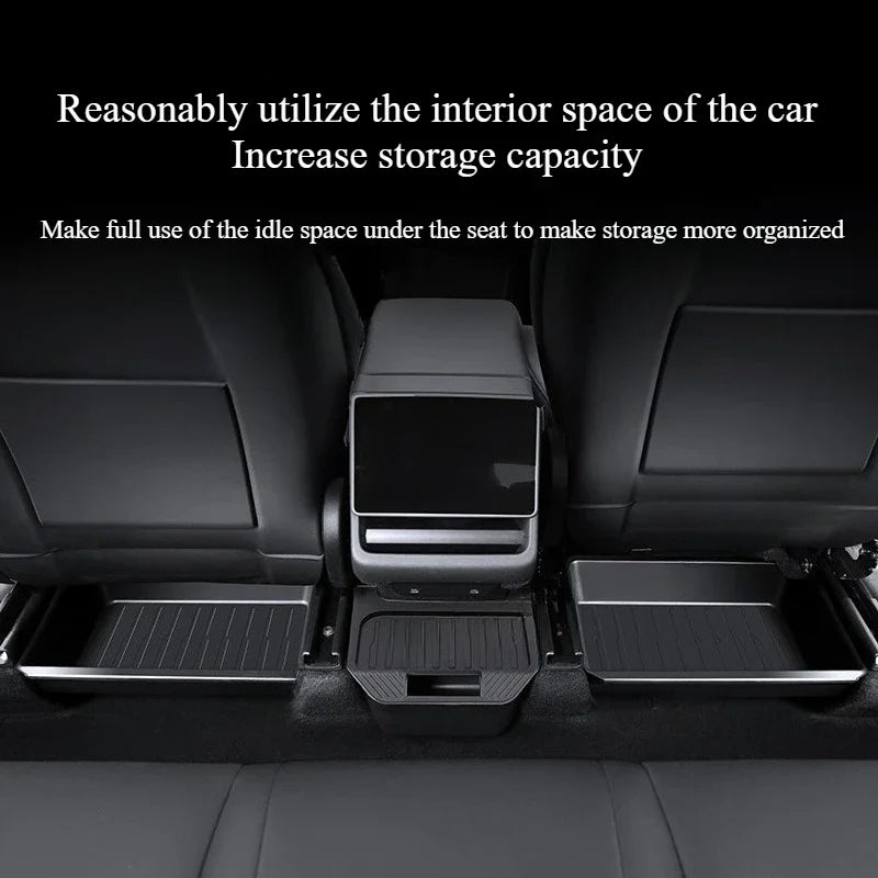 For Tesla Model Y Juniper 2025 Under Seat Storage Box Case Car Seat Organizer Vehicle Underseat Drawer Holder Car Interior Tray