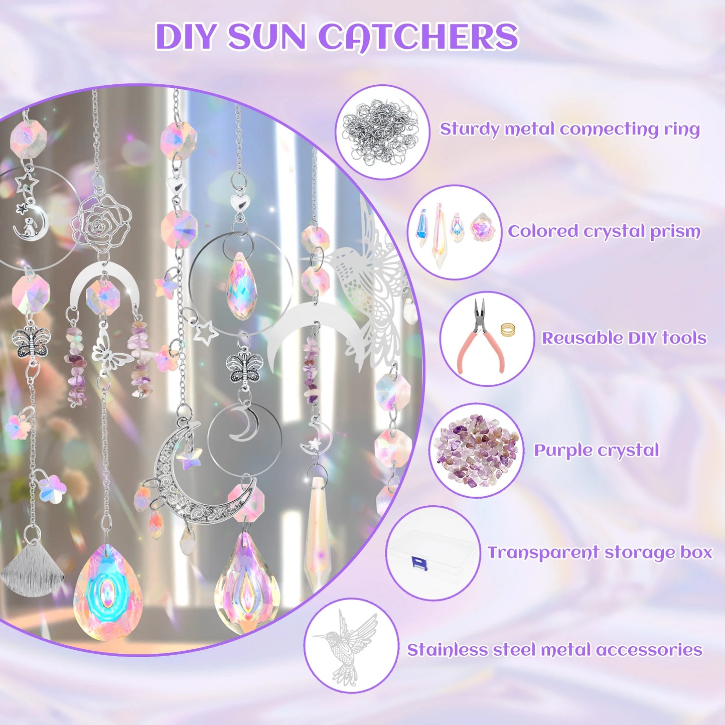 Sun Catchers Making Kits Craft for Garden Window Home Decor Crystal Suncatchers DIY Wind Chime Sun Catchers Making Kit Gifts