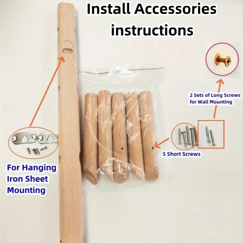 Storage Solid Wood Coat Rack Wall Mounted Assembly Coat Rack Coat Key Storage Hanger Corridor Entrance Decoration 5 Hooks