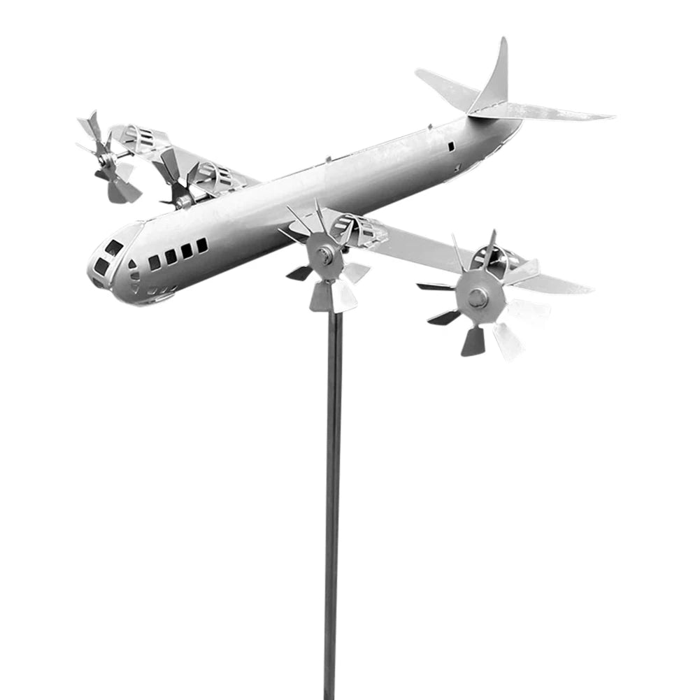3D Plane Garden Creative Weather Vane Decoration Metal Windmill Wind Spinner Airplane Anti-corrosion Weatherproof Dutdoor Decor