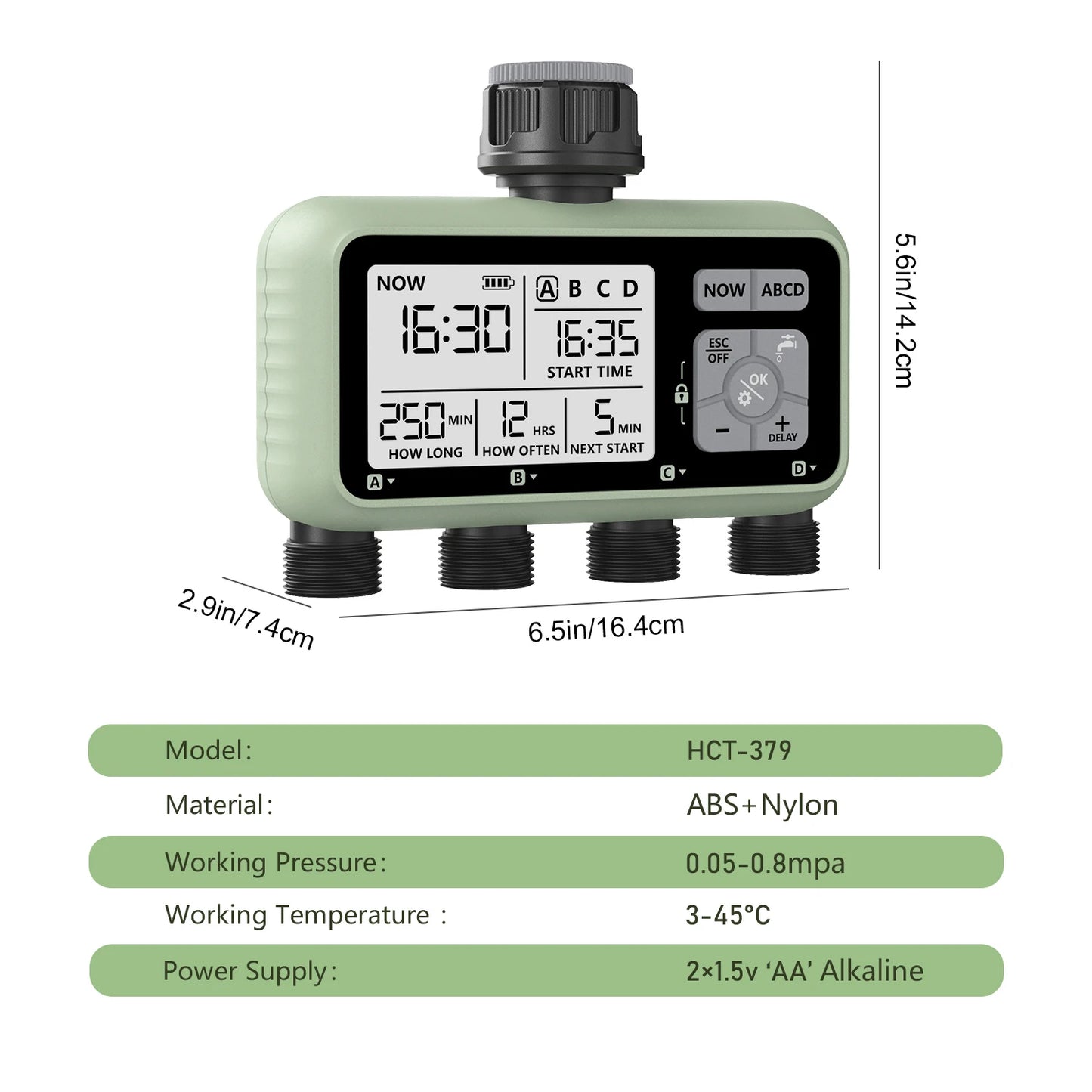 Eshico 4-Outlet Water Timers Multifunctional Sprinklers Multi Caliber Adaptation Convenient Installation Youngs Garden Tools