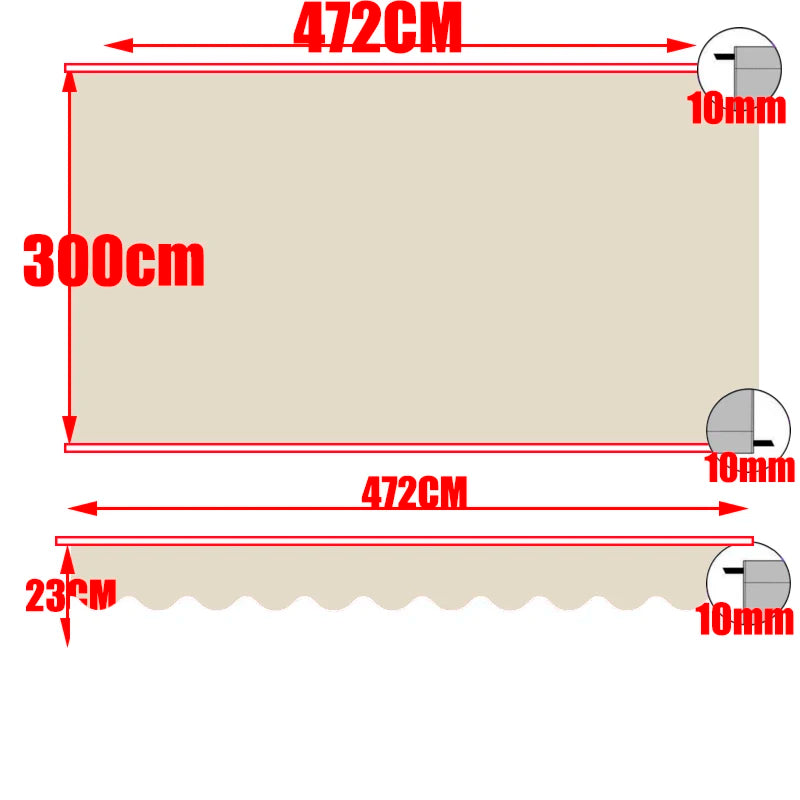 Retractable Patio Awning Replacement Fabric Cloth, Durable Exterior Sunshade, Canopy Cloth, Red and Orange Strips, RV Blind, 10
