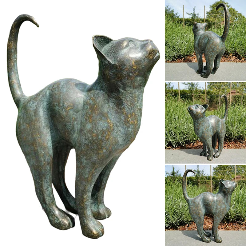 Cat Statue Butterfly Cat Statue Grease Bronze Lawn Porch Pet Garden Outdoor Decoration Courtyard, Yard, Lawn And Landscape Decor
