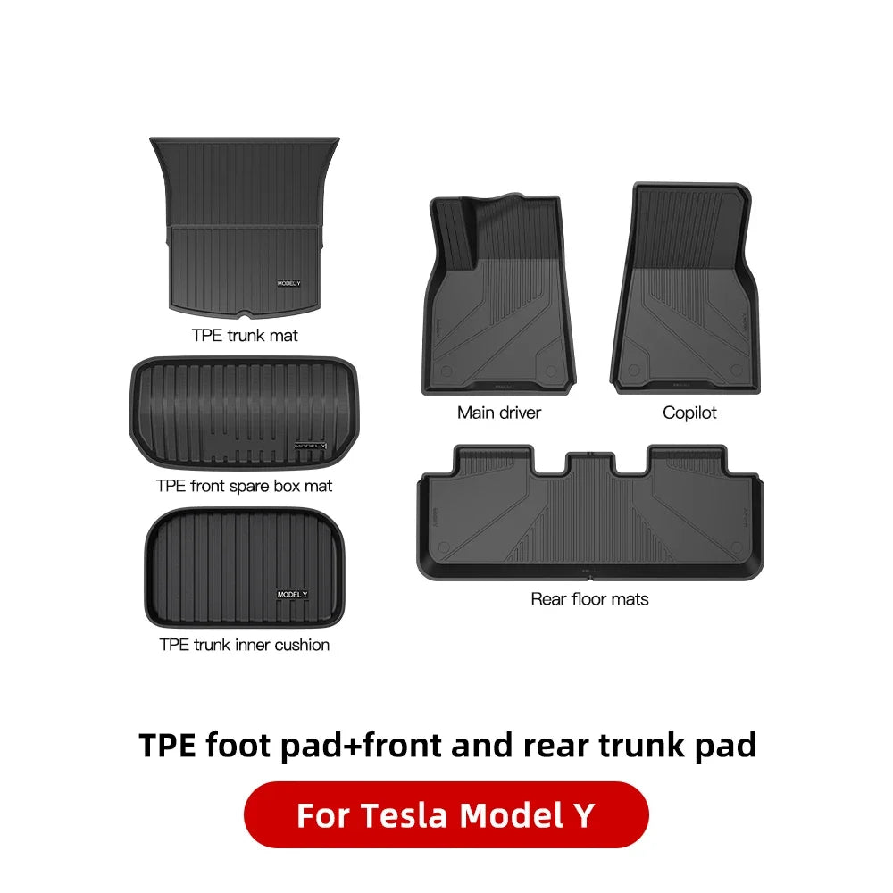 YZ For Tesla Floor Mats Model 3 Y 2021-2024 Car Four Seasons Waterproof Non-slip Floor Mat NEW TPE Special Car Accessories