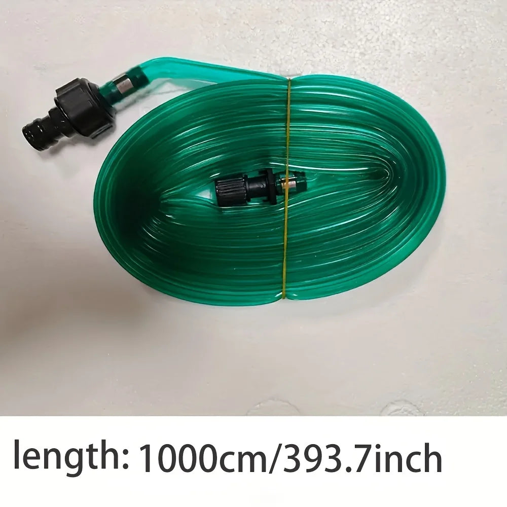 1 set of sprinkler heads and soaking hoses. The ground soaking drip hose is very suitable for gardens and vegetable gardens