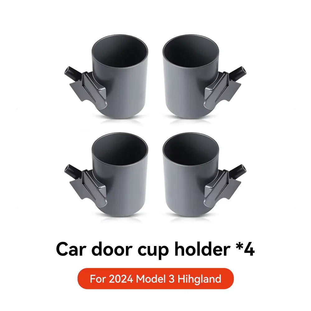 YZ For Tesla Model 3 Y Highland Juniper 2025 4 Pcs/Set Car Door Cup Holder Special Door Cup Storage Box Rack Car Accessories