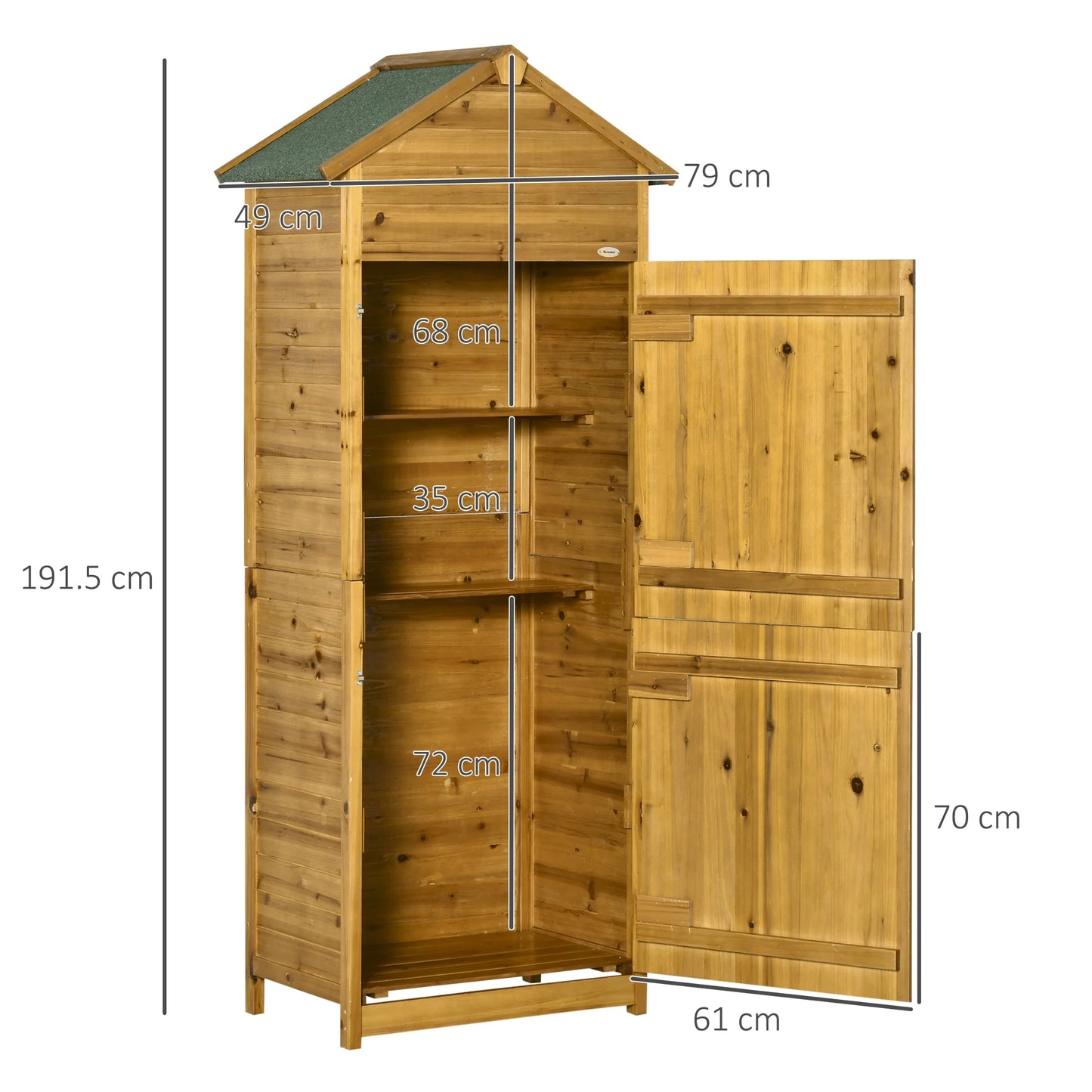 Wooden Garden Storage Shed Tool Cabinet W/两个 Lockable Door 191.5X79X49Cm