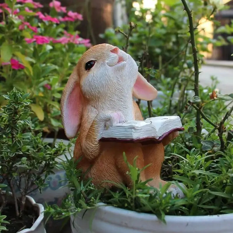 Double Rabbit Hanging Basket Flowerpot Wreath Mother And Child Rabbit Resin Crafts Outdoor Garden Yard Balcony Figurines Decor