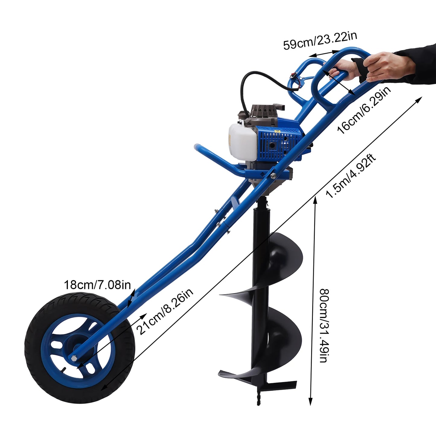 63CC 2.2KW Gasoline Earth Auger | Heavy Duty Hand Push Post Hole Digger