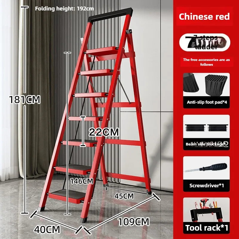 Home ladder stool folding zigzag ladder anti slip pedal ladder indoor