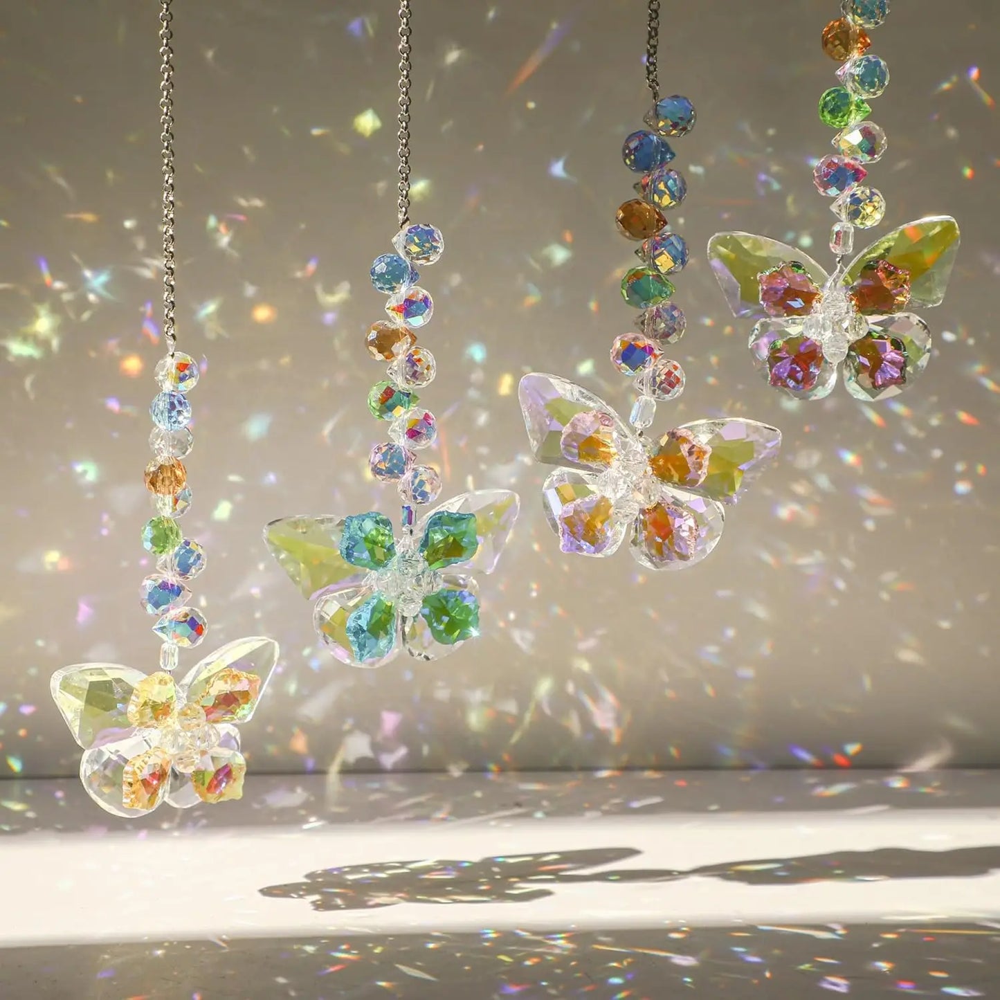 Crystal Butterfly Suncatchers for Window Hanging Ornaments, Rainbow Maker Sun Catchers Indoor Outdoor Patio Garden Decor Gifts