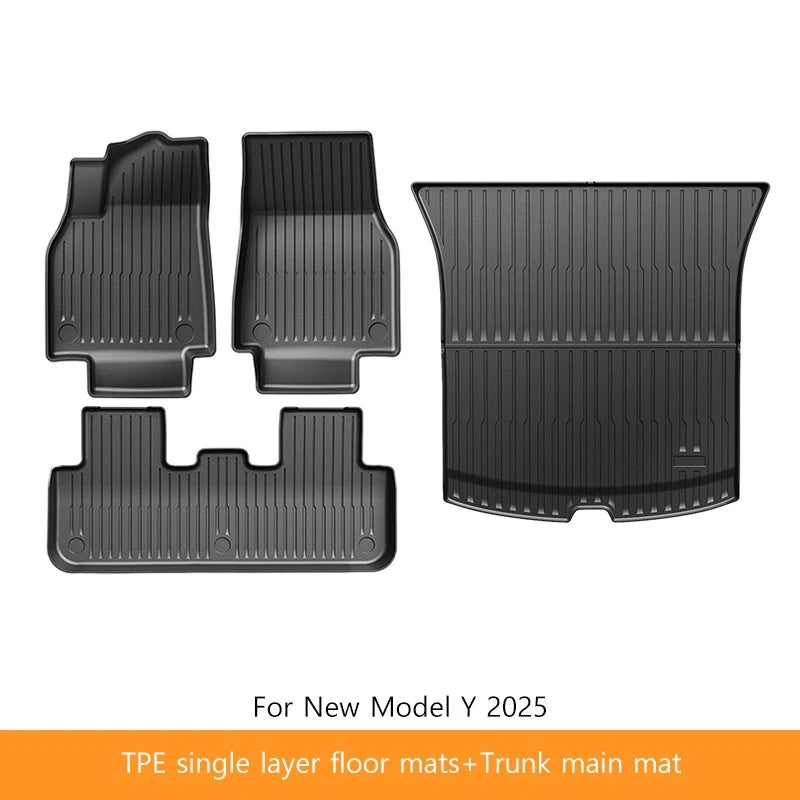 Extended Floor Mats for Tesla Model Y 2025+ Juniper 2025 All-Weather TPE Lengthen and Widen Waterproof Non-Slip Cargo Liners