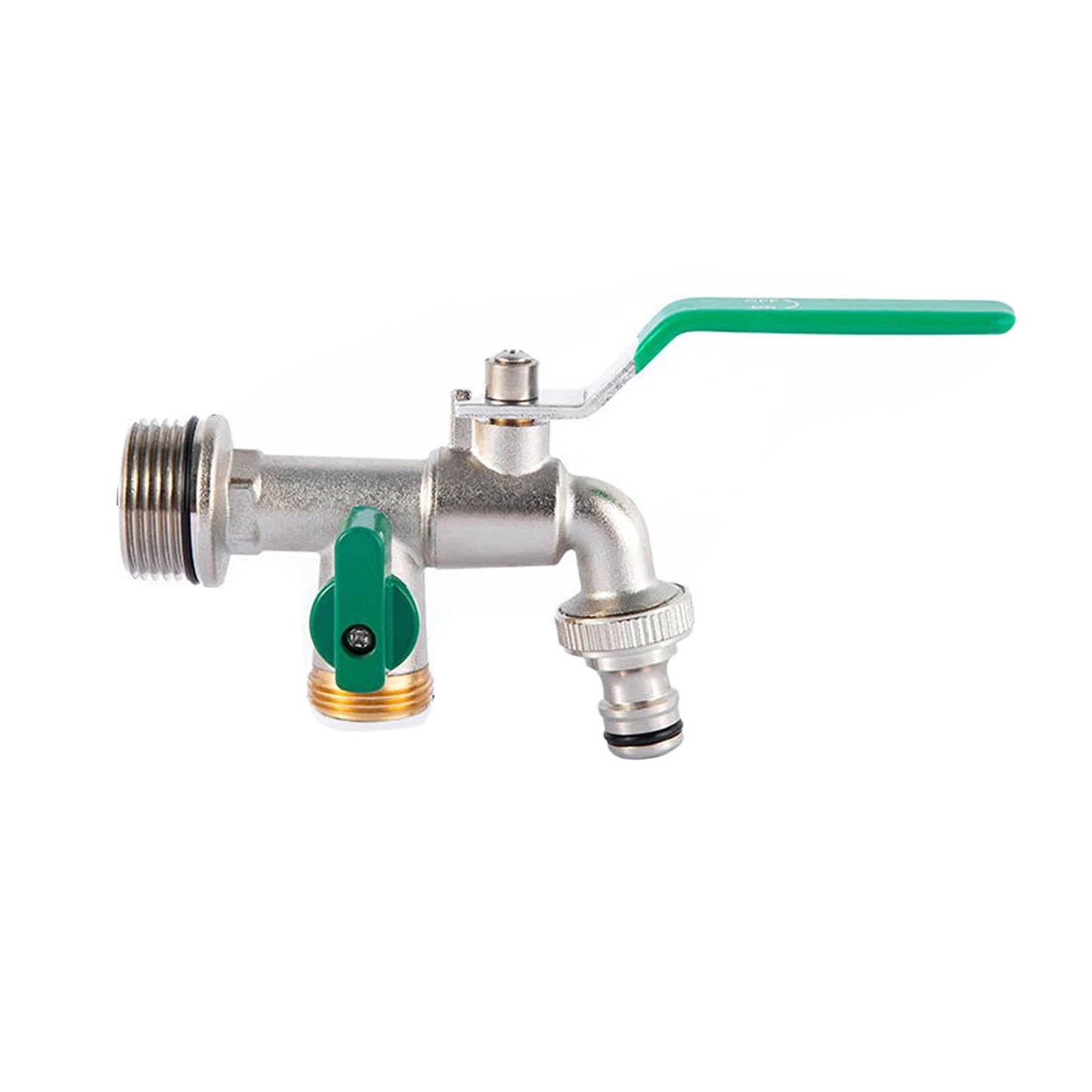 Double Tap 20/25mm input 3/4 Inch Outlet w/ Thicken Outlet Valve Detachable for Garden Drinking Water Farm with Green Handle