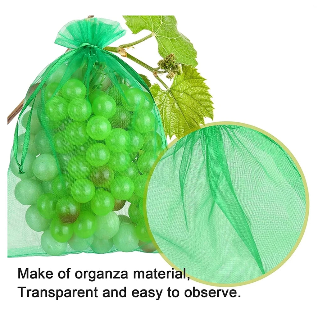 100/50 Pack Fruit Protection Bags Grape Mesh Pouch with Drawstring Reusable Strawberry Grow Bag Organza Net Bag for Pest Control