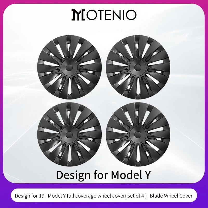 4PCS Design for TESLA Model Y 2020-2024 Vehicle Full Coverage Blade Wheel Cover Cap 19 Inches Hubcaps Automobile Accessories