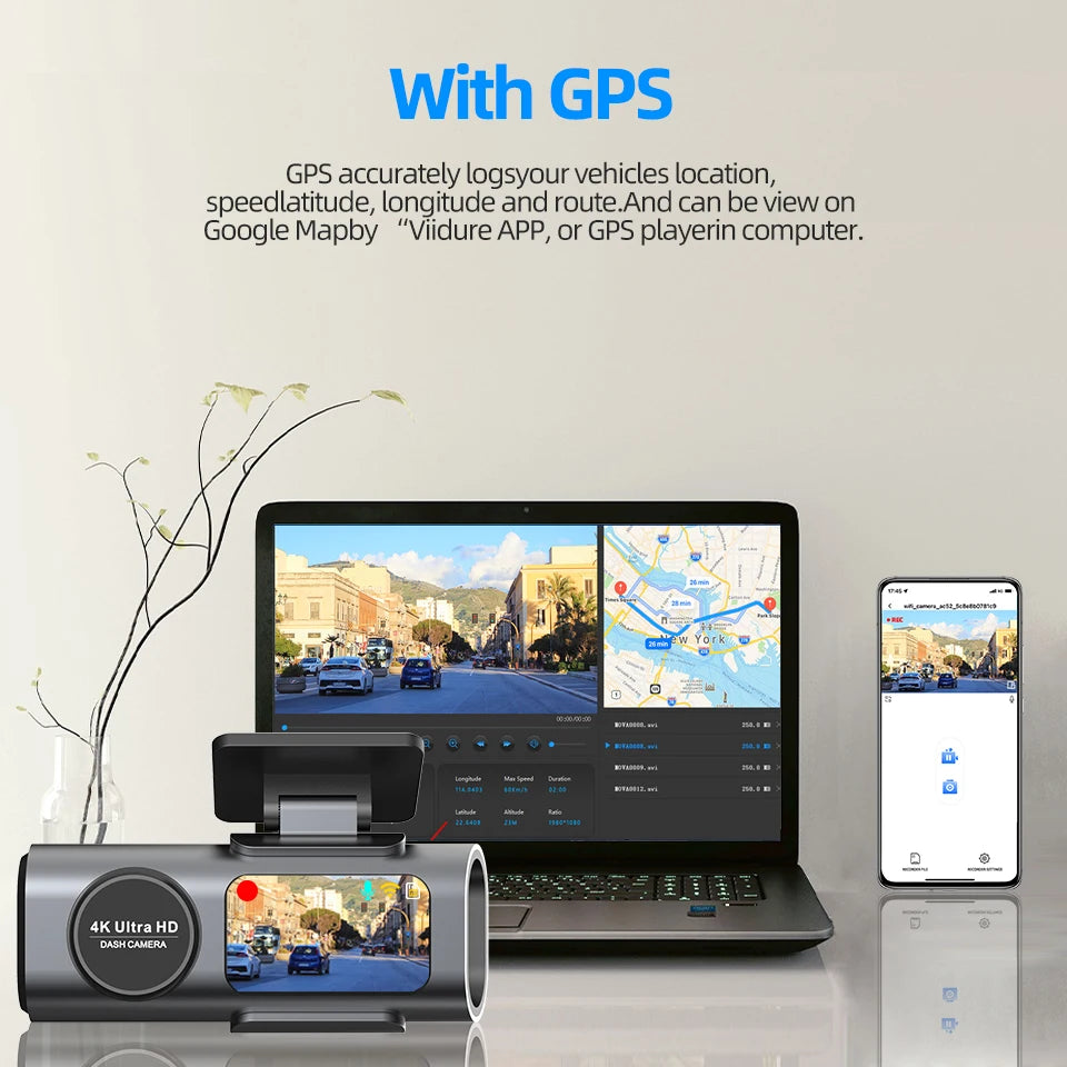 Dash Cam 4K UHD Recording Car Camera DVR Night Vision Video Recorder B