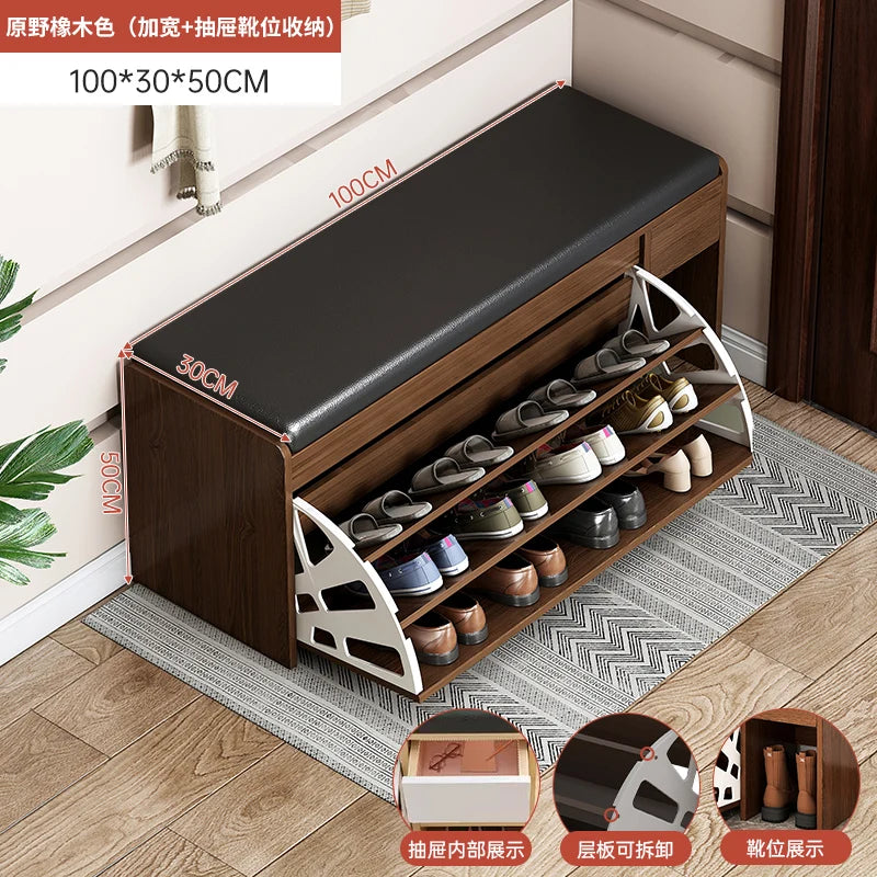 Shoe Change Stool at the Entrance to the Door, Household Seated Shoe Cabinet Seat, Integrated Shoe Rack, Soft