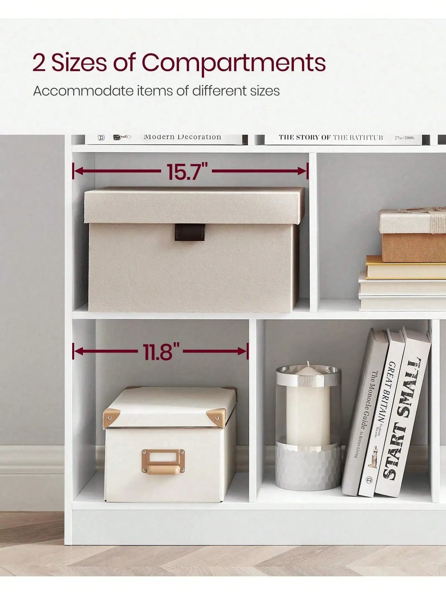 VASAGLE Bookshelf, Bookcase, Book Shelf, Storage Shelf, With 11 Storage Compartments, For Study, Bedroom, Living Room, White