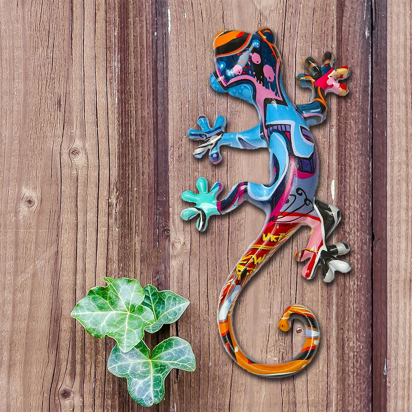 Garden Decor Statue Resin Gecko Wall Art Decor, Water Transfer Figurines Lizard Outdoor Hanging Decorations For Home Decor