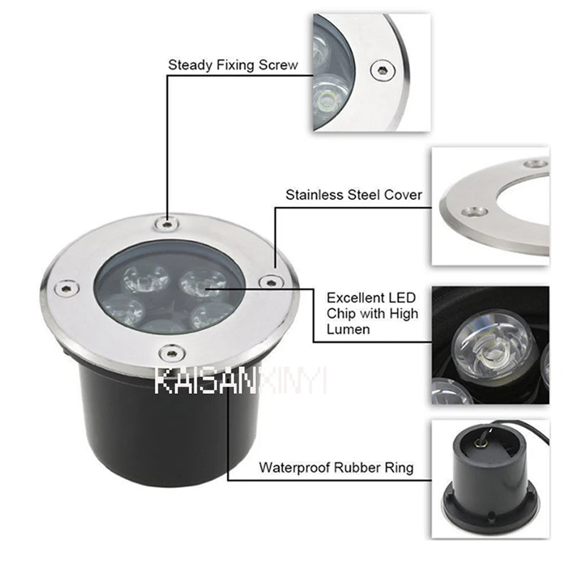LED Garden Light Underground 3W 5W 7W 10W Waterproof IP67 Outdoor Floor Recessed Spotlight Outside Deck Lighting 220V DC12V24V