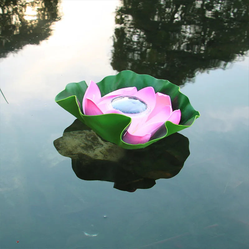Solar Artifical Floating Lotus LED Light Solar Powered Night Pool Light Lotus Lamp Garden Pond Fountain Decor Outdoor Lighting