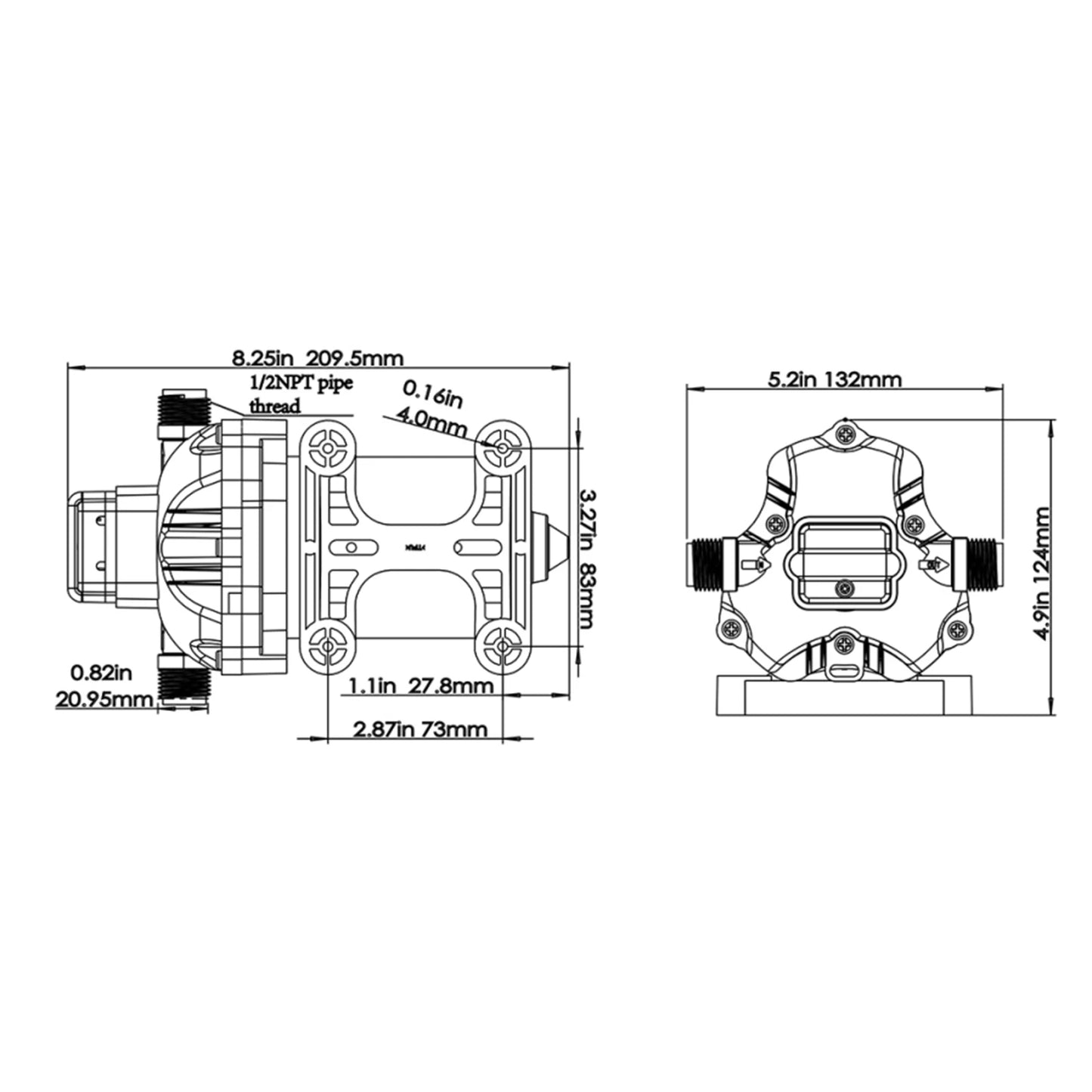12V/24V Diaphragm Pump Self-priming Water Pump Industrial Water Booster Pressure Pump 45PSI 3.0GPM