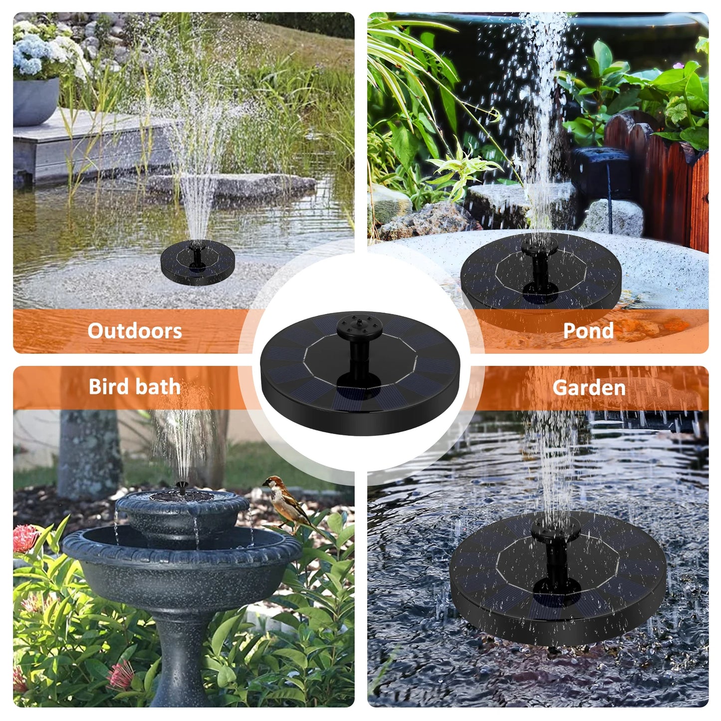 13/18cm Solar Fountain Pump Bird Bath Fountain Garden Outdoor Water Pool Pond Floating Decor With 6 Nozzles Solar Waterfall