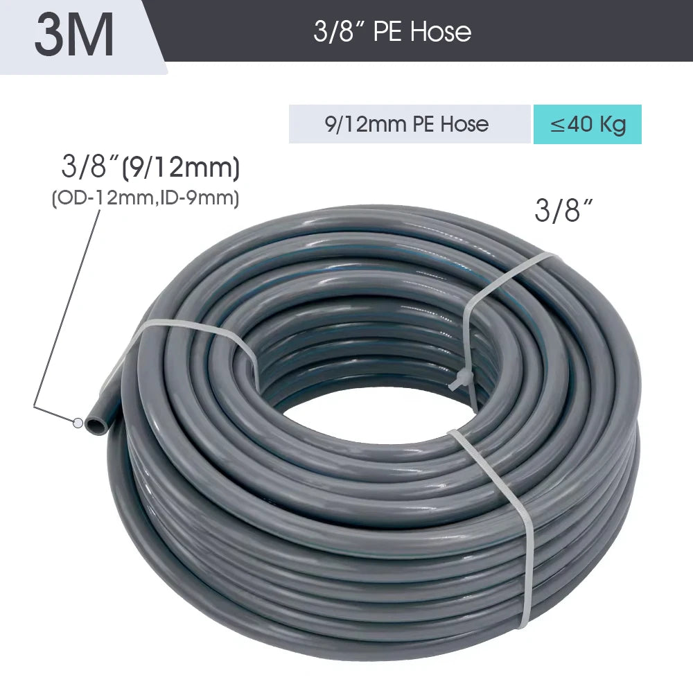 9/12MM PE Tubing Fittings 3/8'' PE Watering Hose Quick Connector for Garden Tubing Joints Tee Straight Elbow Valve Plug Stakes