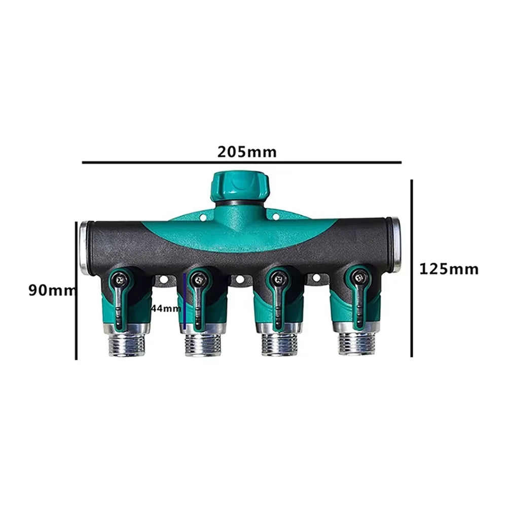 4-Way Tap Connector Garden Hose Pipe Splitter 3/4'' Plastic Drip Irrigation Water Connector Agricultural New