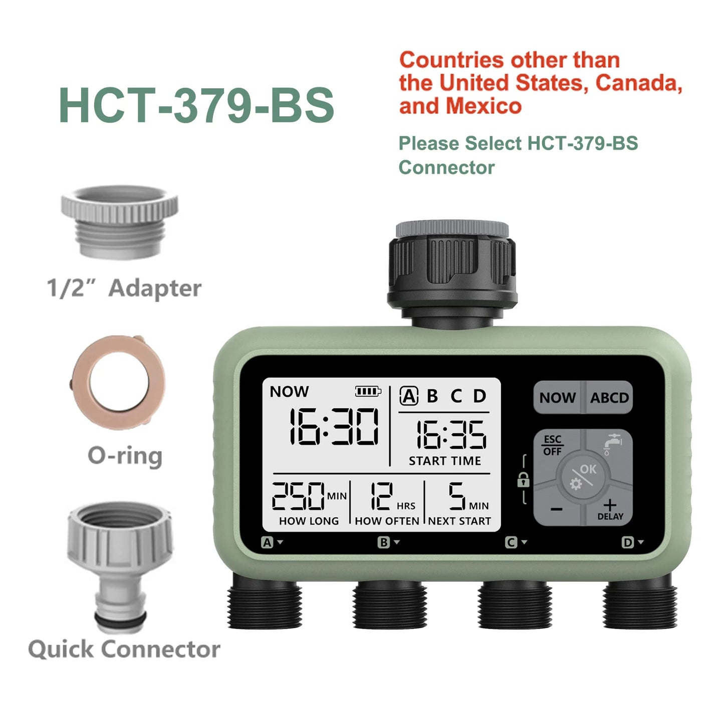 Eshico 4-Outlet Water Timers Multifunctional Sprinklers Multi Caliber Adaptation Convenient Installation Youngs Garden Tools