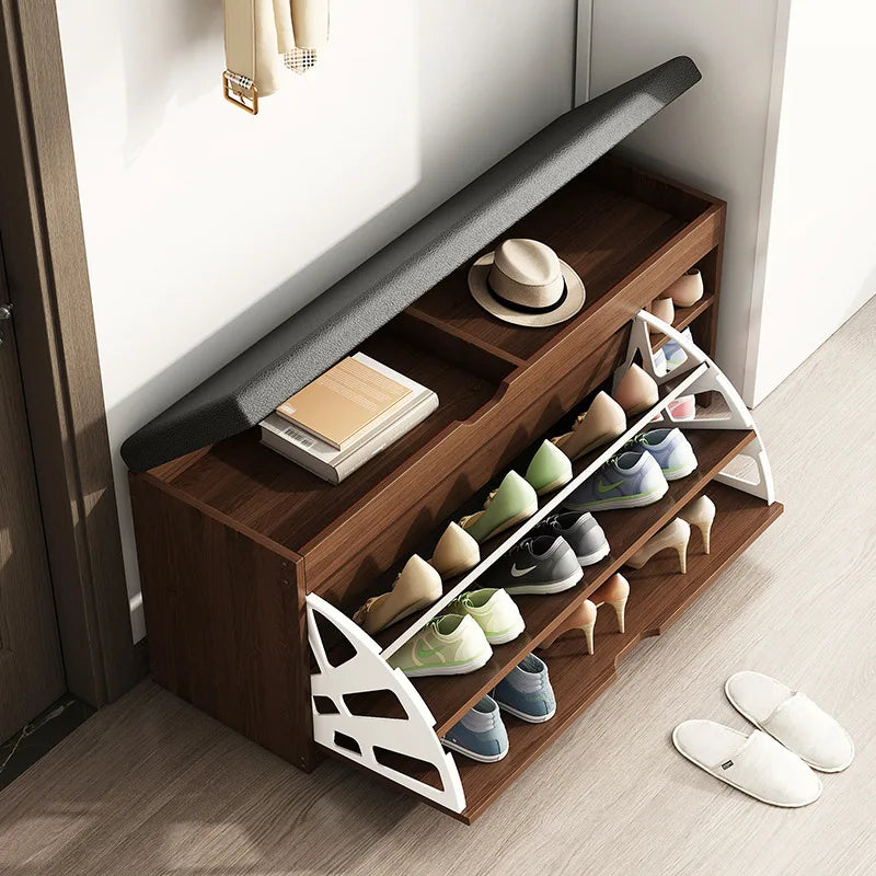 Shoe Change Stool at the Entrance to the Door, Household Seated Shoe Cabinet Seat, Integrated Shoe Rack, Soft