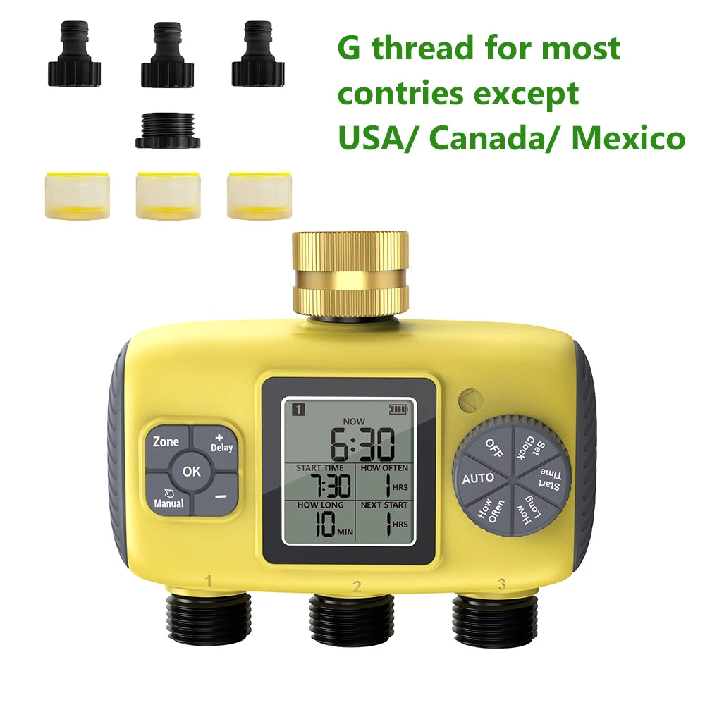 Insoma 3-Outlet Automatic Water Timer Garden Irrigation Watering System Independent Control Sprinkler Programmer Tools