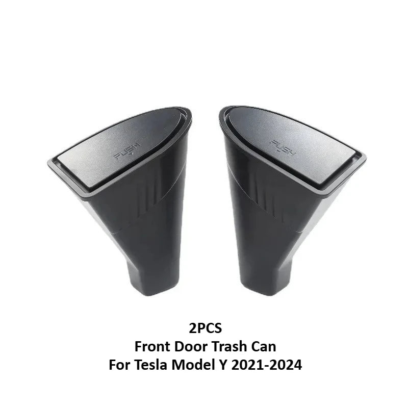 Front Door Trash Can for Tesla Model Y Juniper 2021-2025 Rear Central Control Garbage Bin Waterproof Storage Box Car Accessories