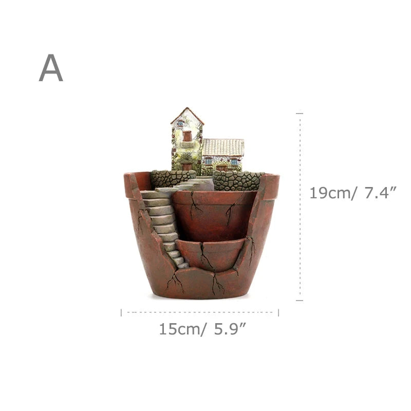 Dropshipping Garden Pot for Succulents Cactus, Creative Farmhouse Planter, Resin Flower Pots Fairy Garden Ornaments Home Decor