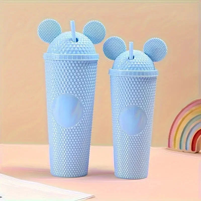 LUSQI 2pcs Water Bottles With Studded Mouse Ear Dome Lids Large And Small Water Cups Summer Winter Drinkware With Straws | AlluCanFind