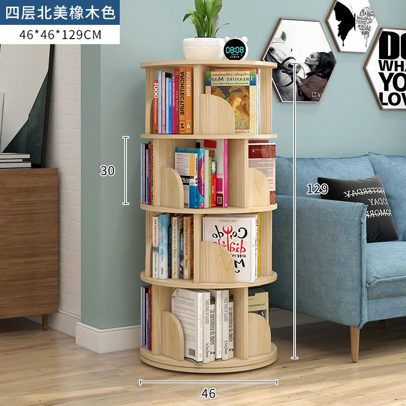 Rotating bookshelf children's picture book stand simple household space saving simple landing student creative storage bookcase