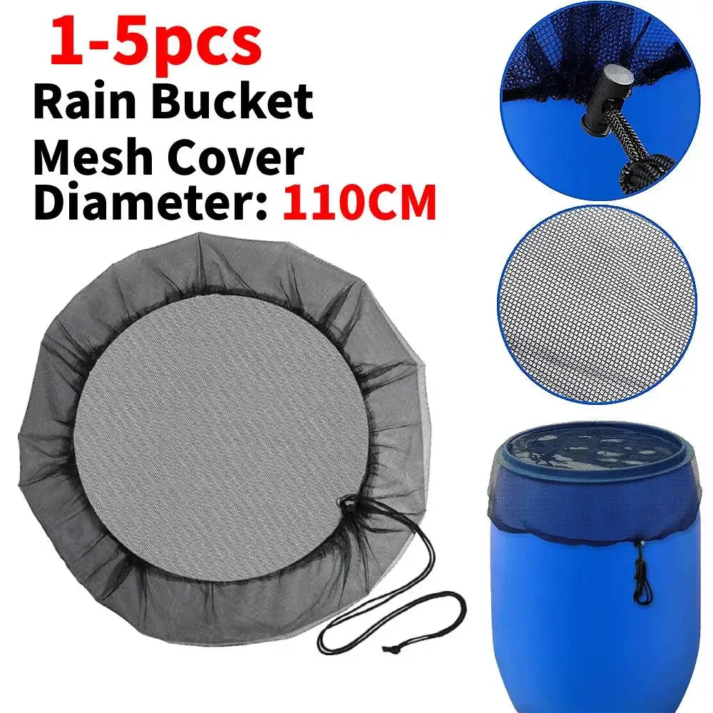 1-5PCS Outdoor Mesh Cover Netting for Rain Barrels PE Water Collection Buckets Tank Rain Harvesting Tool Protector For Garden
