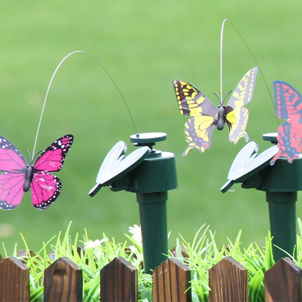 5-1PC Solar Powered Flying Wobble Butterfly Bird Garden Animal Fluttering Butterfly Dancing Ornaments Outdoor Decor Lawn Decor