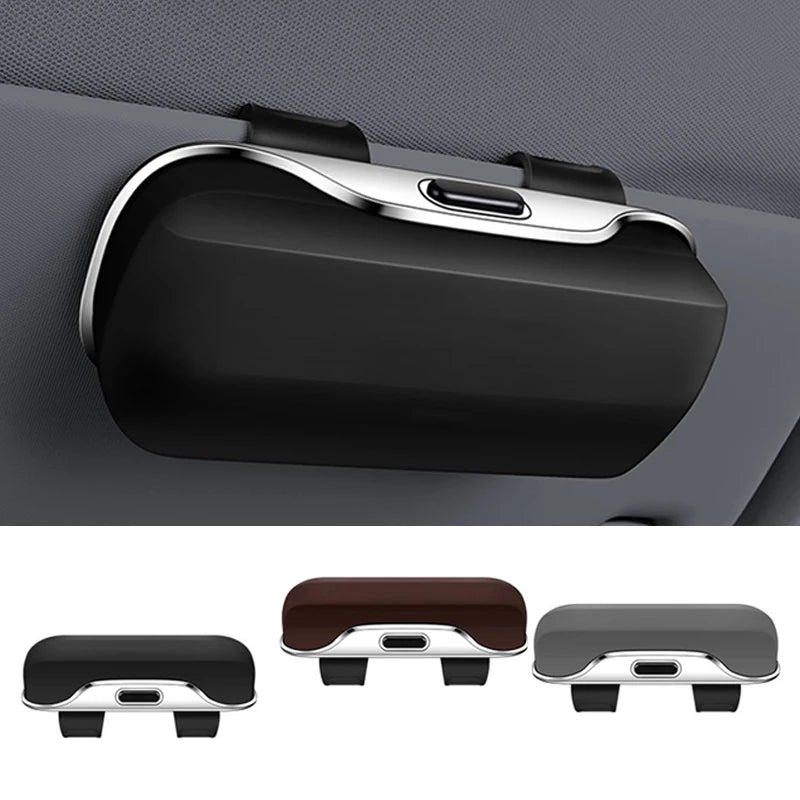 SEAMETAL Car Glasses Box Portable Press Switch Sunglasses Holder Support Driver Goggle Case Car Sun Visor Eyeglasses Storage Box