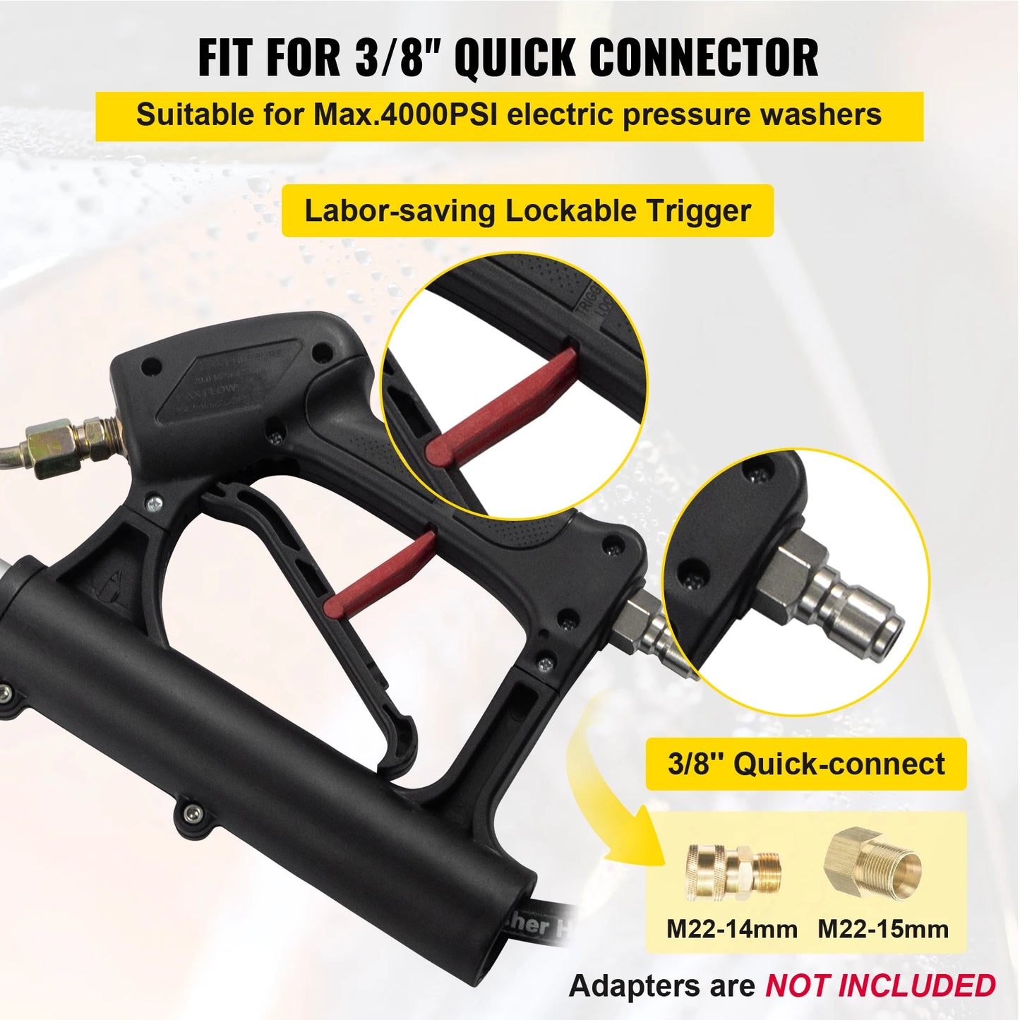 VEVOR 18 / 20ft Telescoping Pressure Washer Wand 4000psi w/Strap Belt 3/8" Quick Connector Extension Pole for Power Washer Spray