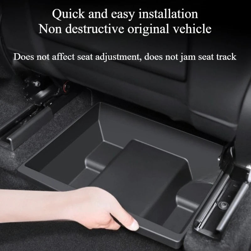 For Tesla Model Y Juniper 2025 Under Seat Storage Box Case Car Seat Organizer Vehicle Underseat Drawer Holder Car Interior Tray