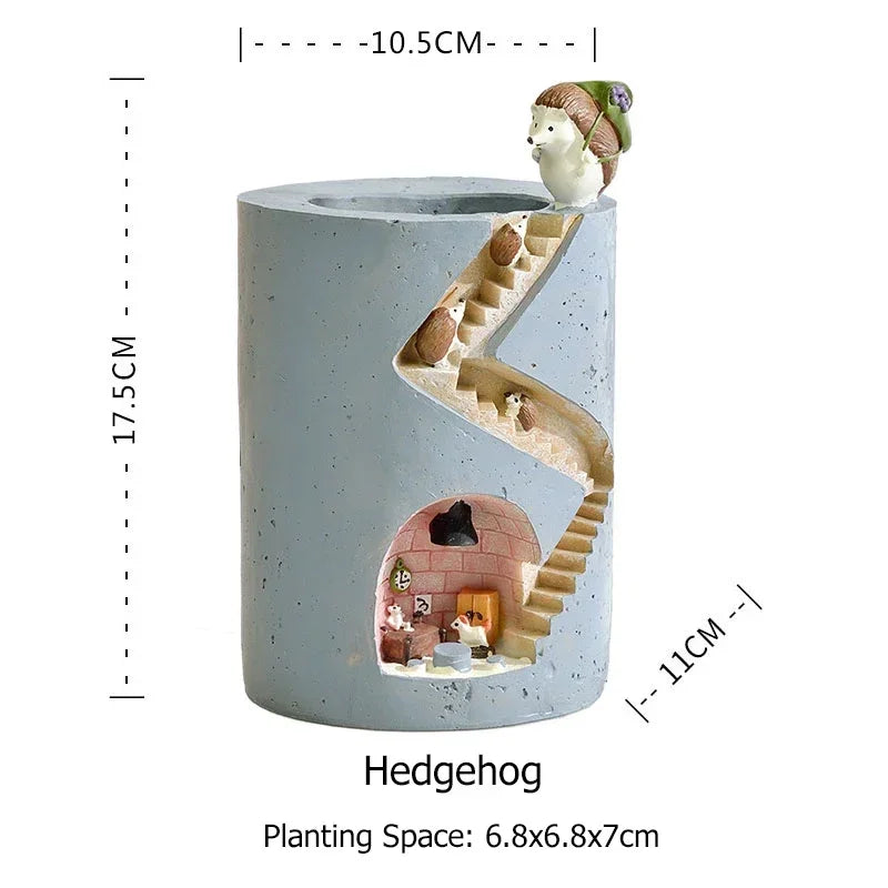 Creative Hedgehog Planter, Resin Flower Pots for Succulents Air Plants Garden Pots Decorative Figurines for Home Tabletop Decor