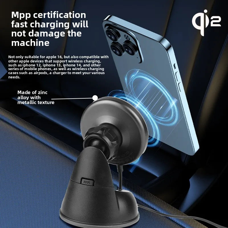MagSafe Car Charger Qi2.2 25W Fast Wireless Charging for iPhone Samsung Xiaomi Vent Clip Mount Tempered Glass Anti-Slip Holder