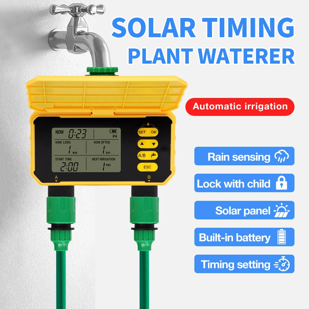 WIFI Smart Garden Water Timer Solar Charging Automatic Sprinkler Timing Outdoor Farm Drip Irrigation Controller with Rain Sensor
