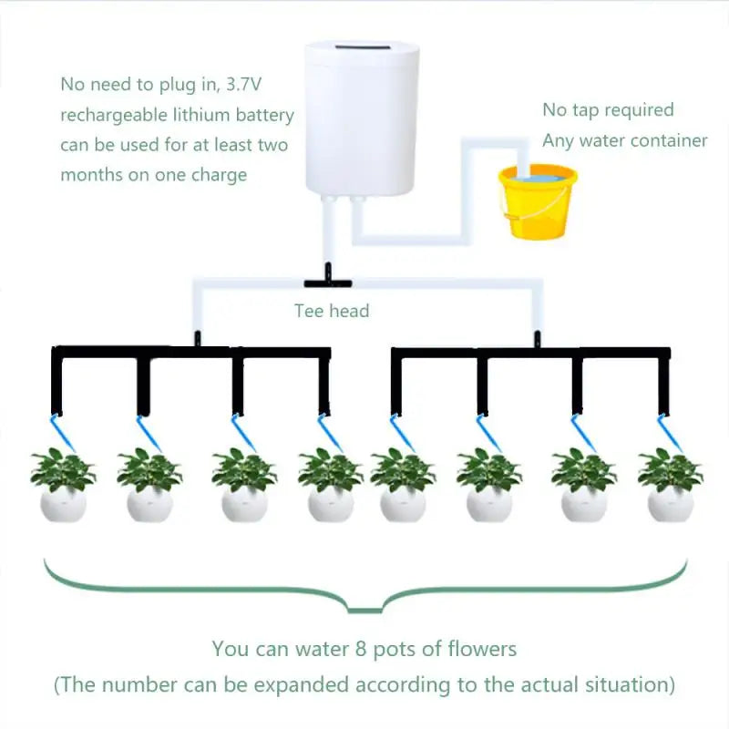 2/4/8 Head Drip Watering Pump Automatic Irrigation System Garden Watering Equipment Plant Sprinkler Controller Garden Tool