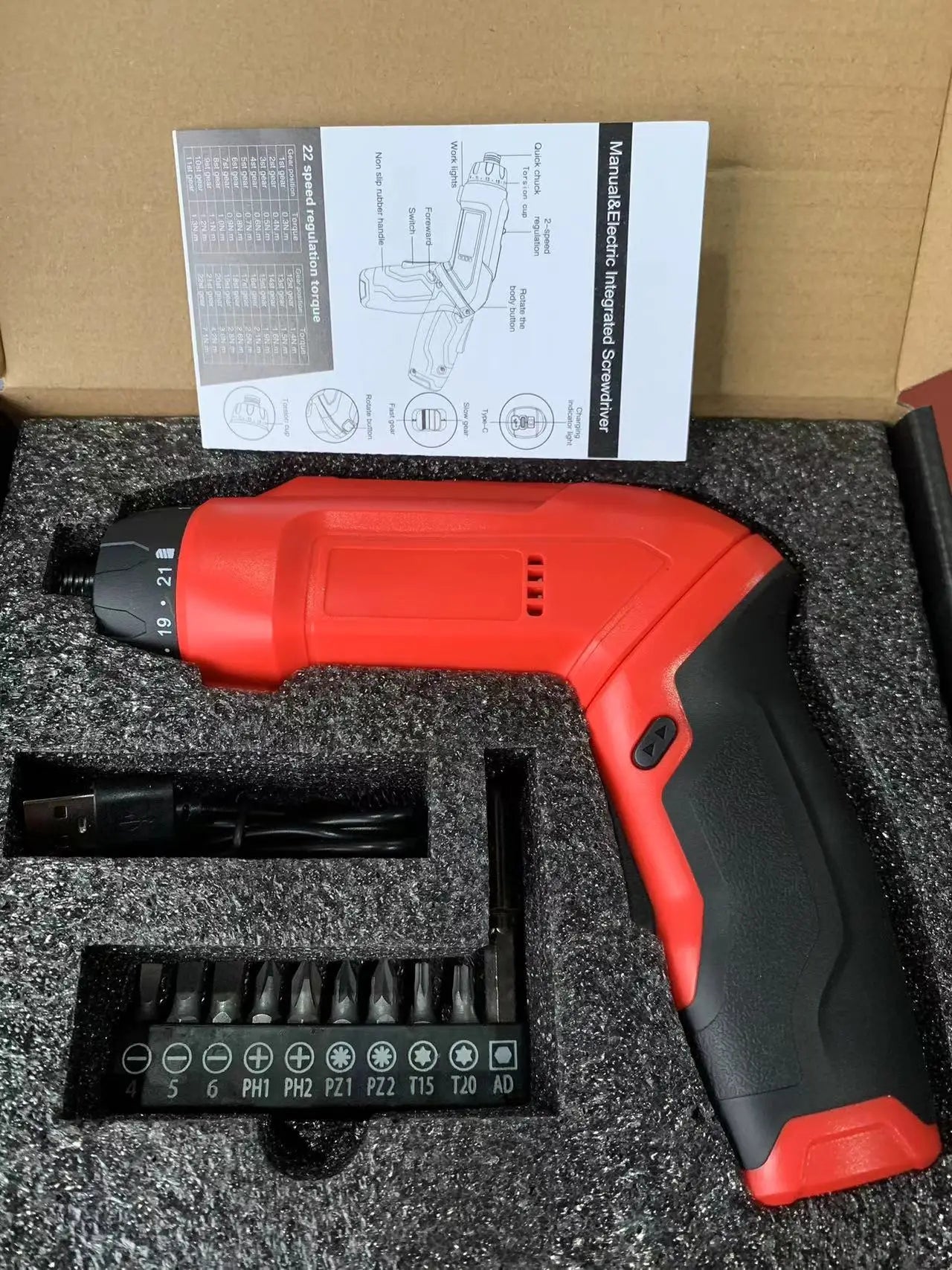 Maizhe 3.6V Electric Screwdriver Power Tools Set Household Maintenance Repair Impact Rechargeable Cordless Drill